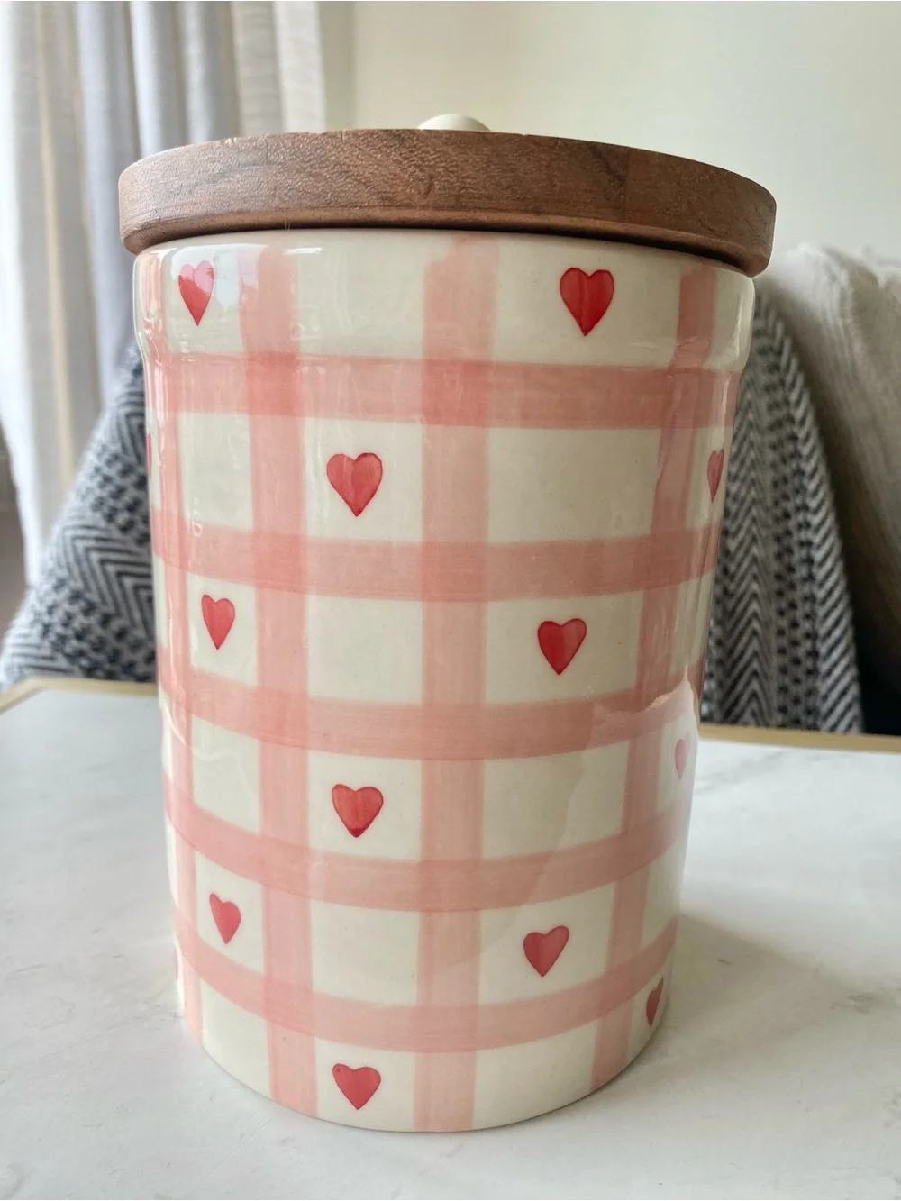 Valentines Heart Checkered Canister by Love & Cupcakes